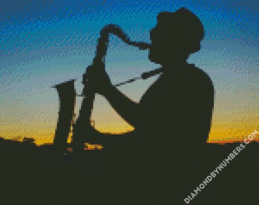 saxophone silhouette diamond painting