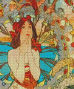 woman by alphonse mucha diamond paintings