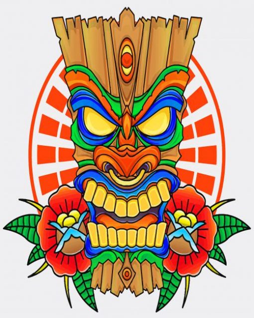 Wooden Tiki Mask Paint by numbers