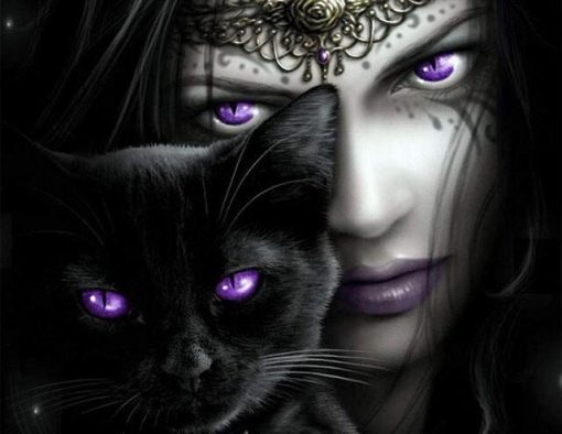Witch With A Black Cat paint by numbers
