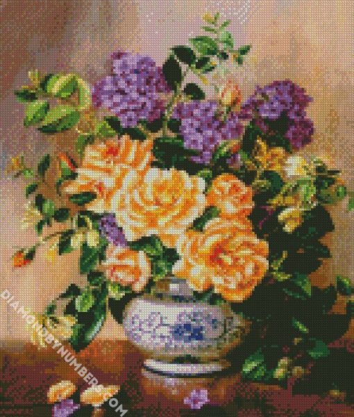 aesthetic flowers in ginger jar diamond paintings