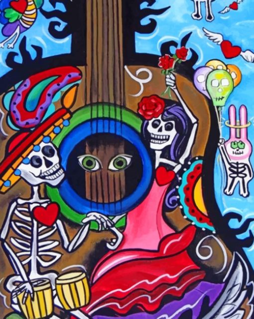 Aesthetic Mexican Guitar paint by numbers