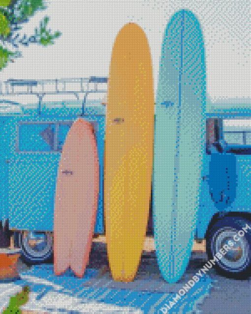 beach aesthetic surfboard diamond painting