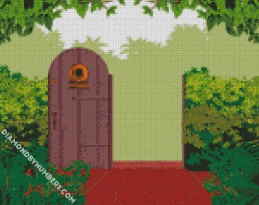 garden green door diamond paintings