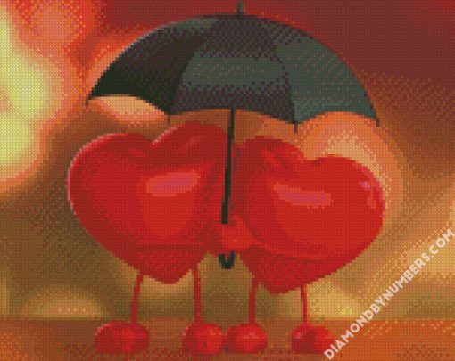 love heart under a black umbrella diamond paintings