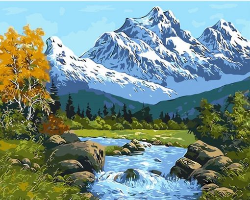 Snow Everest Mountain paint by numbers