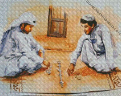 a traditional games of qatar diamond painting