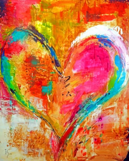 Abstract Heart paint by numbers