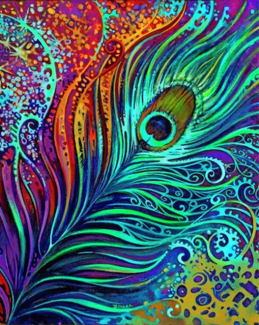 Abstract Peacock Feather paint by numbers