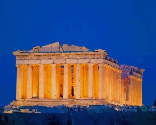 Acropolis Of Athens By Night Paint by numbers