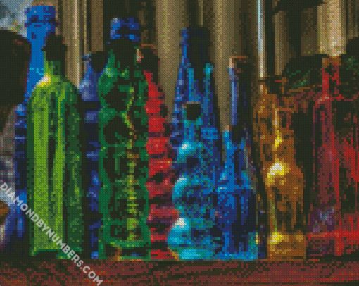 artistic colored bottles diamond painting