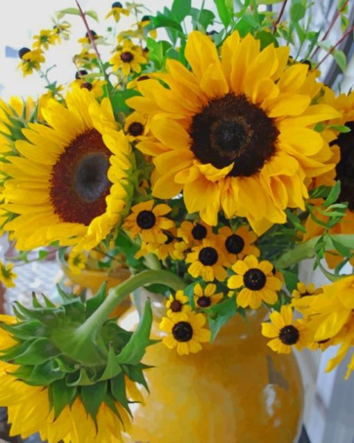 Black Eyed Susan And Sunflowers Paint by numbers