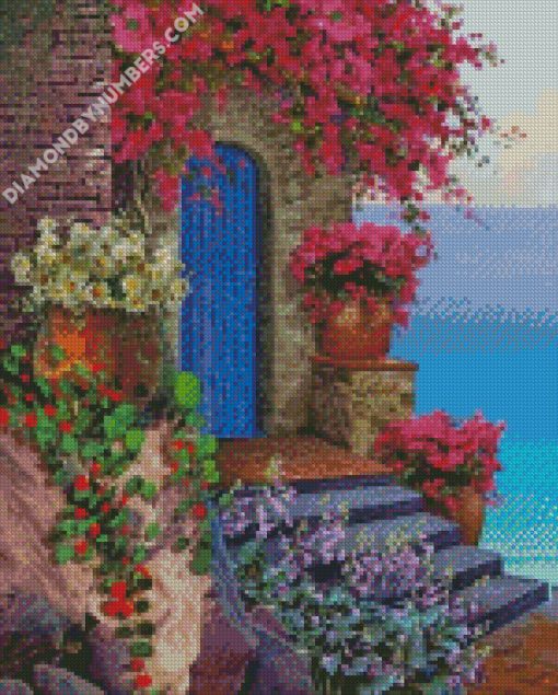 blue door santorini diamond paintings