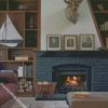 classy fireplace diamond painting