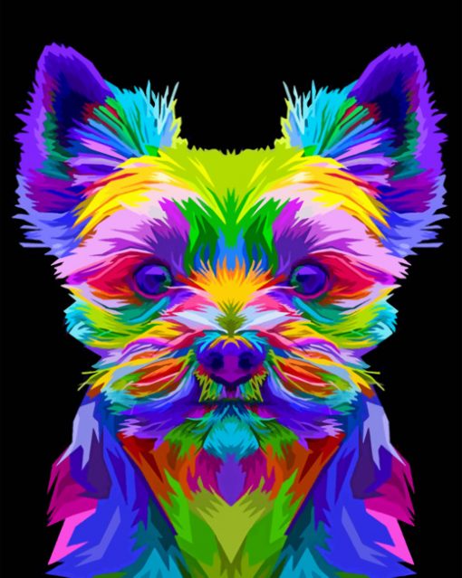 Colorful Yorkshire Terrier paint by numbers