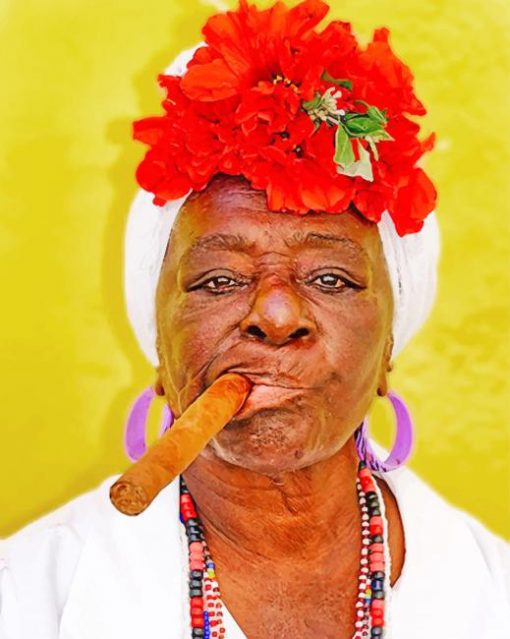 Cuban Woman Smoking paiint by numbers