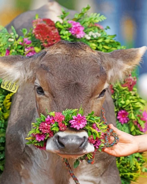 Cute Floral Cow Paint by numbers