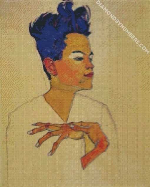 egon schiele self portrait with hands on chest diamond paintings