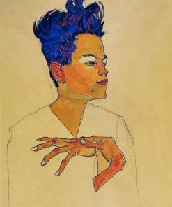 Self Portrait with Hands On Chest Paint by numbers