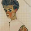 egon schiele self portrait with striped ed shirt diamond paintings