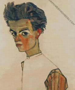 egon schiele self portrait with striped ed shirt diamond paintings