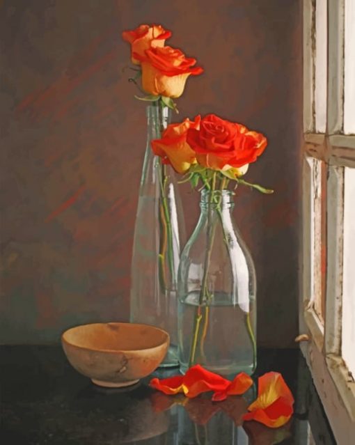 Aesthetic Flowers In A Glass Bottles paint by numbers