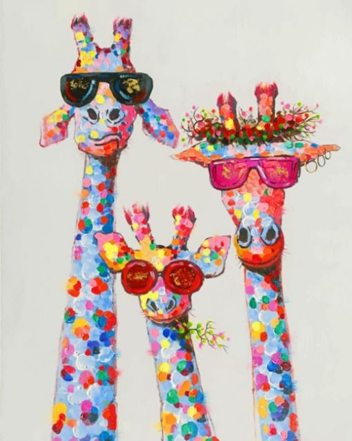 Giraffes With Sunglasses paint by numbers