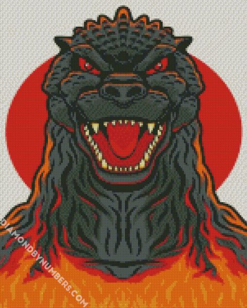 godzilla illustration diamond painting