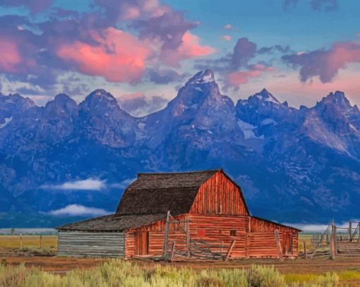 Jackson Hole Barn Paint by number