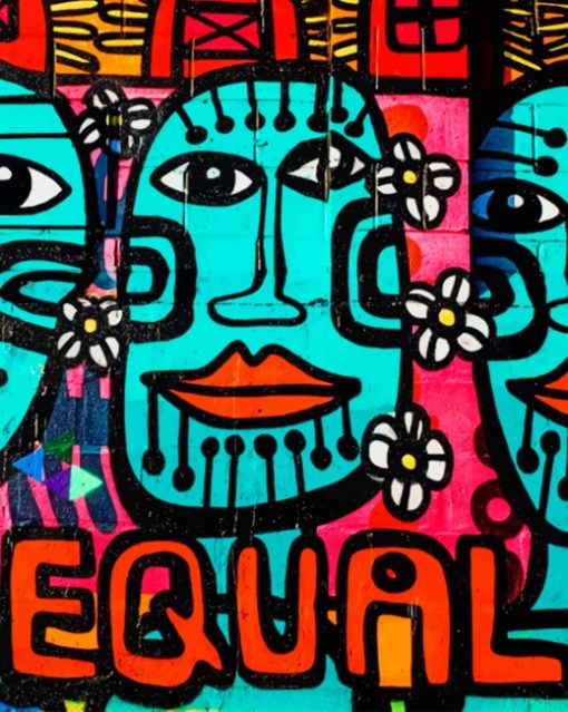 Pink Teal And Orange Graffiti Wall Paint by numbers