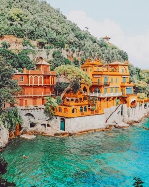Portofino Harbour Castle Italy paint by numbers