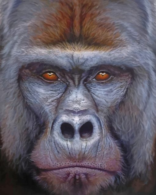 Silverback Gorilla Face Piant by numbers
