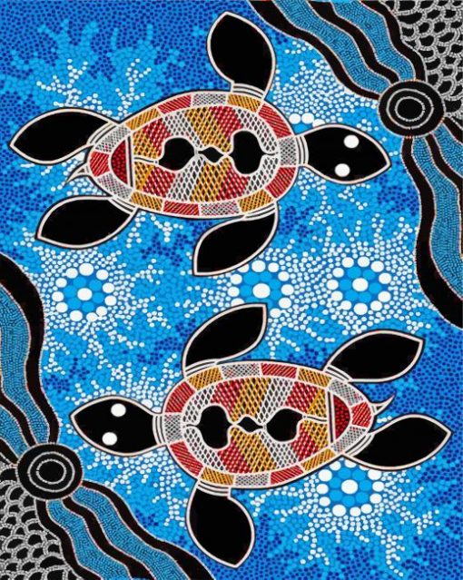 aboriginal-blue-turtles-paint-by-number