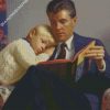father and son reading a story diamond painting