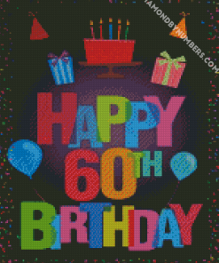 60th Birthday Illustration Diamond by numbers