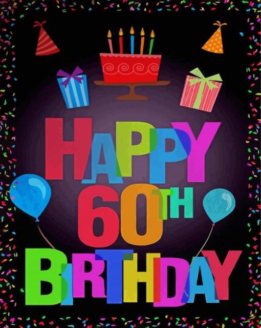 60th Birthday Illustration Diamond by numbers