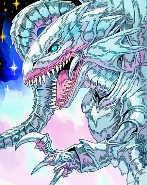Blue Eyes White Dragon Anime Paint By Number