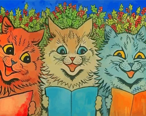 Carol Singing Cats By Louis Wain Diamond by numbers