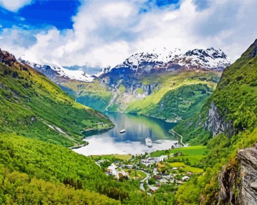 Geirangerfjord Norsk diamond paint by numbers
