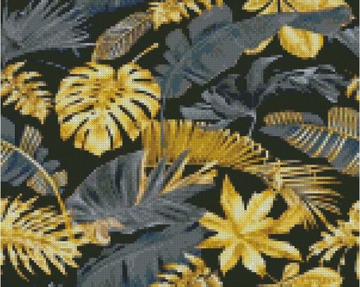 Gold Tropical Leaves diamond painting