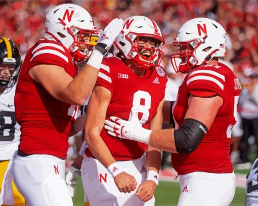 Nebraska Football Players paint by numbers