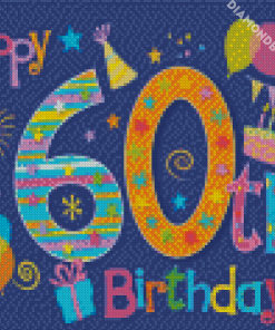 Aesthetic 60th Birthday Diamond by numbers