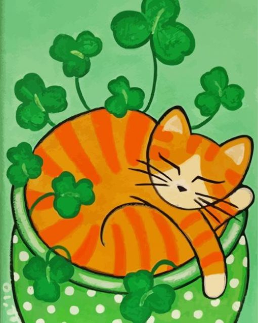 Cat And Shamrock paint by numbers