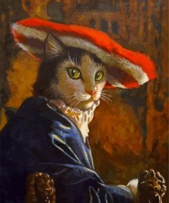 Classy Cat In Red Hat paint by numbers
