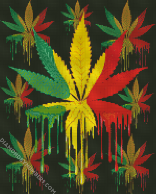 Cannabis leaf diamond painting