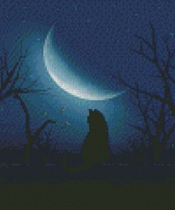 Cat Moon And Silhouette diamond paintings