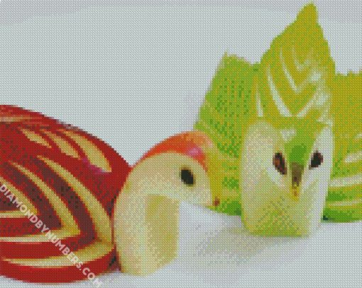 Red And Green apples birds Diamond Painting
