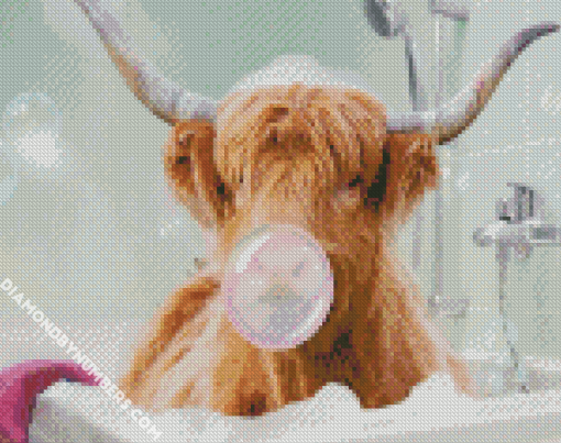 Highland Cow In Bathub Diamond painting