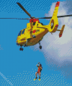Yellow Medical helicopter diamond paintings