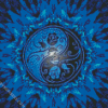 Mandala Yin Yang Blue Rose diamond paiting